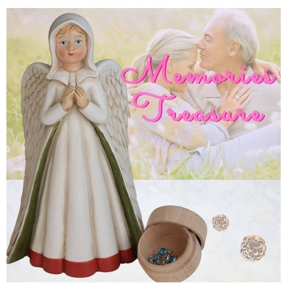 NIB indoor/outdoor Angel Figurine Resin 8” hidden Birch magnetic jewelry box - Picture 5 of 9